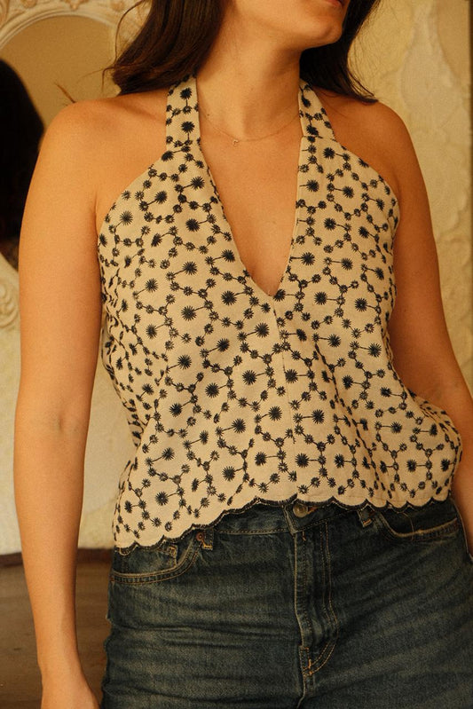HALTER TOP TEXTIL LINO